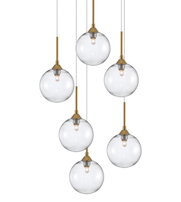 Κρεμαστό μοντέρνο φωτιστικό εξάφωτο γυάλινο_Luma