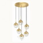 Κρεμαστό μοντέρνο φωτιστικό εξάφωτο γυάλινο Luma