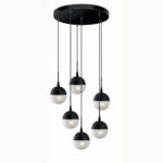 Κρεμαστό μοντέρνο φωτιστικό εξάφωτο γυάλινο Luma