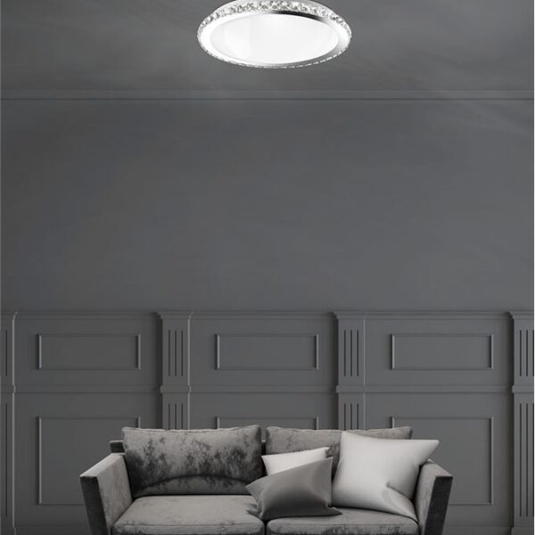 Φωτιστικό οροφής  - κρύσταλλα K9, μέταλλο και λευκό γυαλί - D50,5 - Palermo - Nova Luce