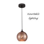 Φωτιστικό κρεμαστό μοντέρνο copper γυάλινο  _ Blaze   _ Nova Luce
