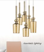 Κρεμαστό γυάλινο φωτιστικό εξάφωτο μοντέρνο_Luma