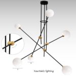 Φωτιστικό κρεμαστό εξάφωτο_μεταλλικό μοντέρνο με γυάλινες μπάλες_Luma