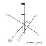 Φωτιστικό κρεμαστό εξάφωτο_μεταλλικό μοντέρνο με γυάλινες μπάλες_Luma