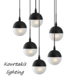 Κρεμαστό μοντέρνο φωτιστικό εξάφωτο γυάλινο Luma