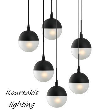 Κρεμαστό μοντέρνο φωτιστικό εξάφωτο γυάλινο Luma