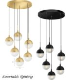 Κρεμαστό μοντέρνο φωτιστικό εξάφωτο γυάλινο Luma