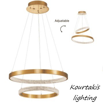 φωτιστικό led κρεμαστό - μοντέρνο - dimmable- 2 Rings - ρυθμιζόμενο σχήμα - Preston - Nova Luce