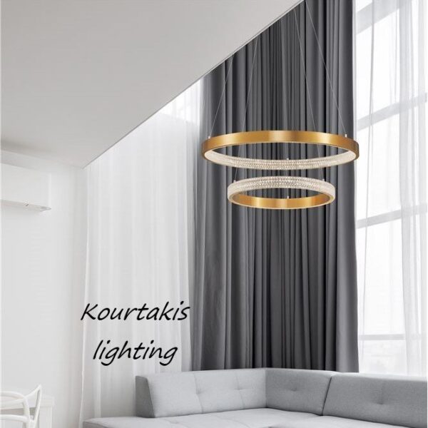 φωτιστικό led κρεμαστό - μοντέρνο - dimmable- 2 Rings - ρυθμιζόμενο σχήμα - Preston - Nova Luce