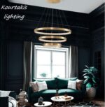 φωτιστικό led κρεμαστό-μοντέρνο-dimmable-ρυθμιζόμενο σχήμα-3 rings-Preston-Nova Luce
