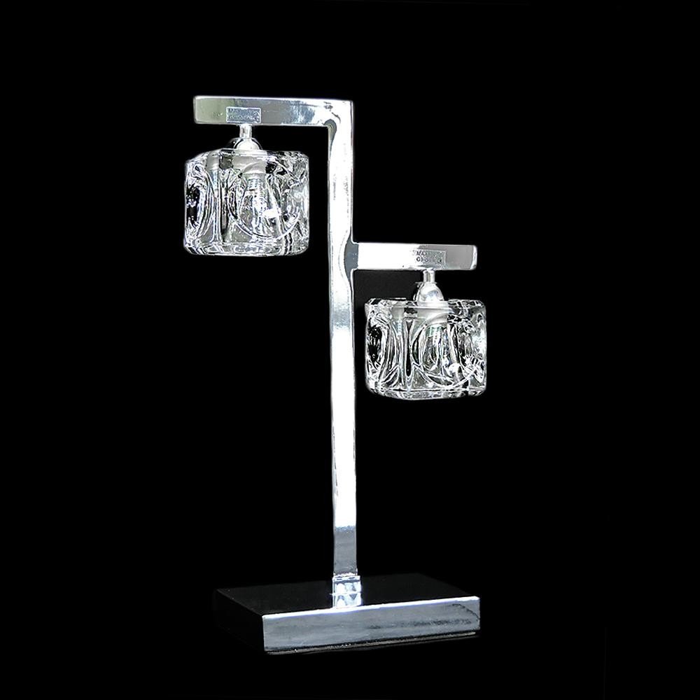 Πορτατίφ Επιτραπέζιο Μοντέρνο Μεταλλικό με Γυαλί Δίφωτο