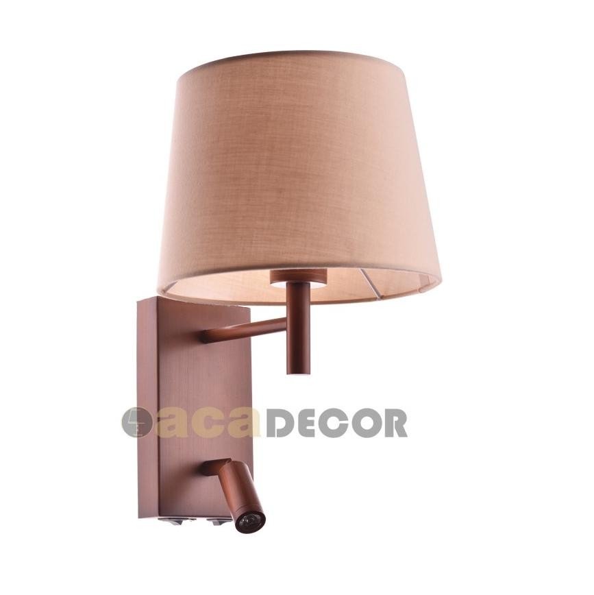 Led Απλίκα Τοίχου Μεταλλική Με Υφασμάτινο Αμπαζούρ