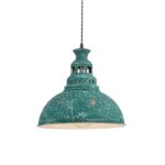 ACA Lighting Φωτιστικό Καμπάνα Κρεμαστό Μεταλλικό Vintage Πράσινο Αντικέ