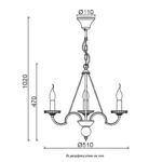 ACA Lighting Πολυέλαιος με Κρύσταλλα Κλασσικός Τρίφωτος Κρεμαστός Μεταλλικός Λευκός Πατίνα