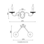 ACA Lighting Απλίκα Τοίχου Μεταλλική Κλασσική Δίφωτη Λευκό Πατίνα