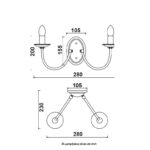 ACA Lighting Απλίκα Επίτοιχη Κλασσική Μεταλλική Δίφωτη σε δύο Χρώματα