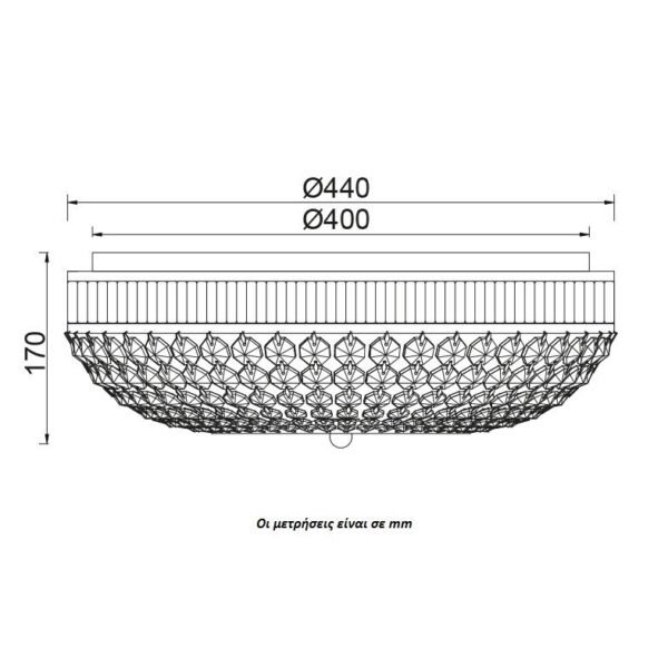 ACA Lighting Μοντέρνο Φωτιστικό Οροφής με Κρύσταλλα και Μέταλλο σε δύο Εκδόσεις
