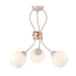 ACA Lighting Φωτιστικό Οροφής Μεταλλικό με Γυάλινα Καπέλα Λευκό Πατίνα Τρίφωτο