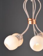 ACA Lighting Κλασσικό Φωτιστικό Οροφής Μεταλλικό με Γυάλινα Καπέλα Λευκό Πατίνα Πεντάφωτο
