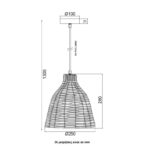 ACA Lighting Φωτιστικό Κρεμαστό Μοντέρνο Ξύλινο από Λυγαριά σε Φυσικό Χρώμα Μονόφωτο