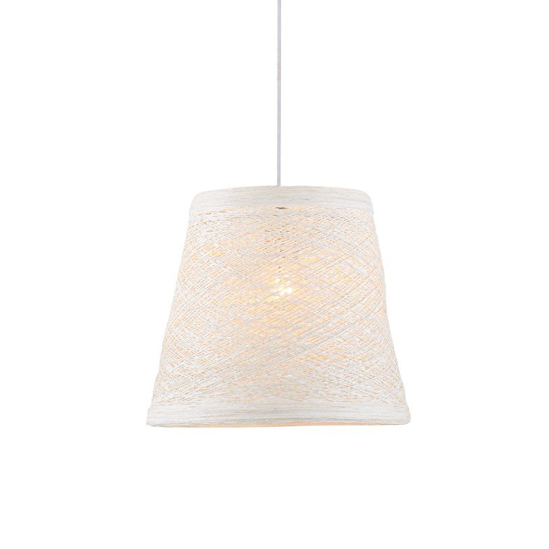 ACA Lighting Μοντέρνο Κρεμαστό Μονόφωτο με Καπέλο από Σπάγγο Λευκό