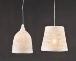 ACA Lighting Μοντέρνο Κρεμαστό Φωτιστικό Μονόφωτο με Καπέλο από Σπάγγο Λευκό