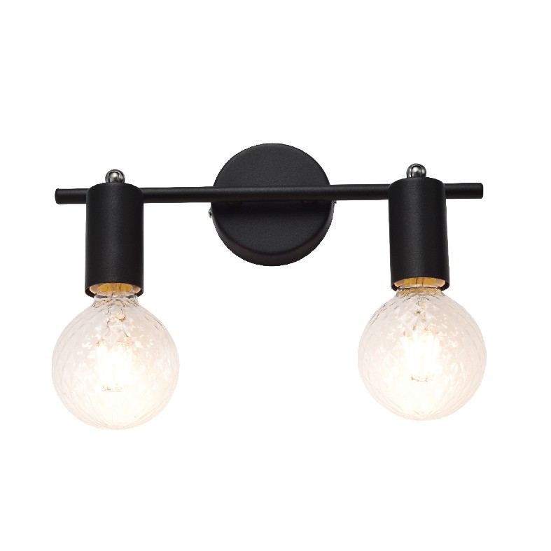 ACA Lighting Σποτ Επίτοιχο Οροφής Μεταλλικό Δίφωτο Περιστρεφόμενο Μαύρο