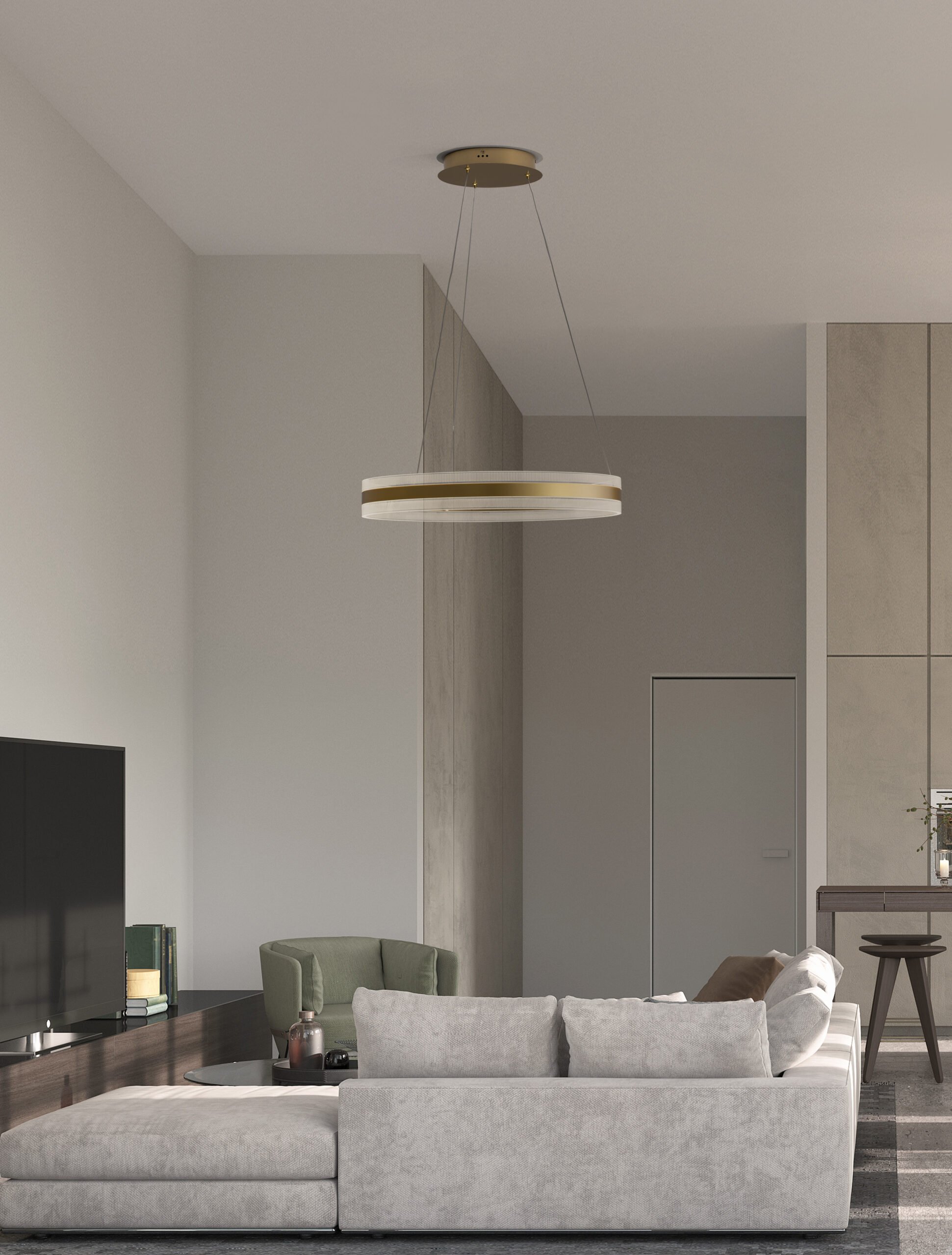 Minimalism,Modern,Interior,Design.,Studio,Living,,Kitchen,And,Dining,Room. Κρεμαστό Φωτιστικό AGOS 9054444 | NOVA LUCE - Image 1