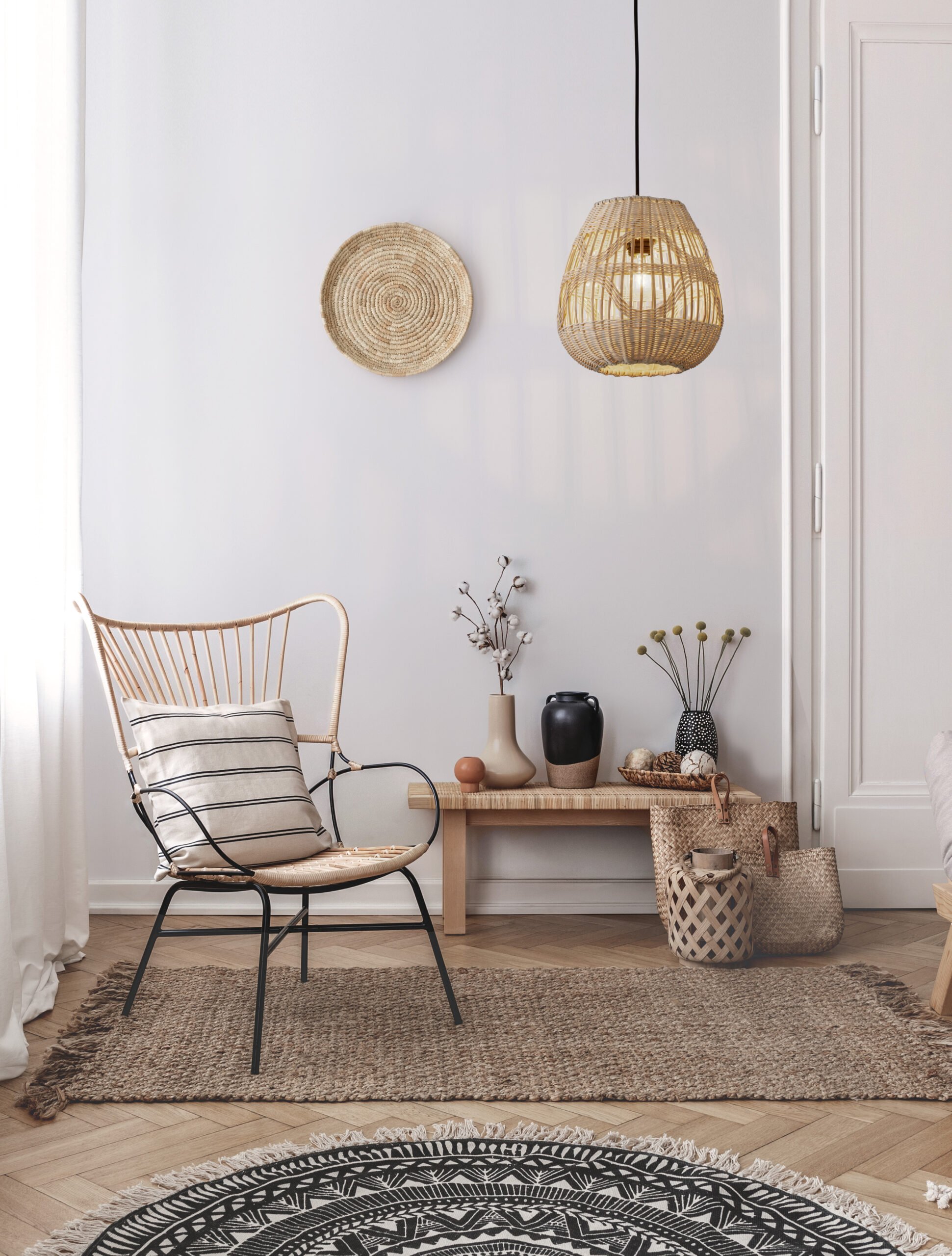 Armchair,And,Sofa,With,Patterned,Pillows,In,White,Flat,Interior Μονόφωτο MARLO 9586500 Nova Luce - Image 1